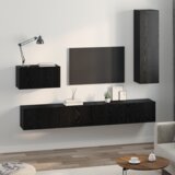 vidaXL Stenski TV kabinet s polico Drugo s shranjevanjem z vrati 4 pcs Črni hrast | Shoptok.si