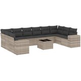  11-dijelni set vrtnih sofa poliratan s jastucima svijetlosivi | shoptok.hr