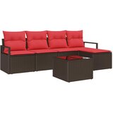  Set sofe 6 kom. Smeđa i crvena poliratan | shoptok.hr