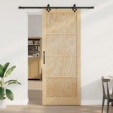 vidaXL Drsna vrata s kompletom strojne opreme 93x232 cm iz trde borovine, Notranja vrata 'ORKDAL'93x232x4 cm iz trde borovine | Shoptok.si