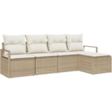  Set od 5 komada vrtnih kauča s jastučićima Bež Poli Ratan | shoptok.hr