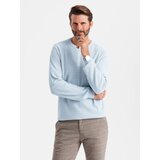 Ombre Men's mélange structured knit sweater - blue Cijene