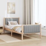  Okvir kreveta s uzglavljem Smeđa i svijetlo siva 90 x 190 cm | shoptok.hr
