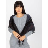 Fashion Hunters Black and navy blue scarf with fringes | shoptok.hr