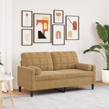 vidaXL Kavč dvosed z okrasnimi blazinami rjav 140 cm žamet Cene