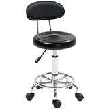 Nesta Vrtljivi stolček z naslonjalom in kolesi, nastavljiva vi&amp;scaron;ina, opora za noge, umetno usnje, črn, 32 x 40 x 70&amp;ndash;86 cm, za pisarno in salon, (5000493698) Slike