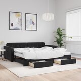  Dnevni krevet na razvlačenje s ladicama crni 100x200 cm baršun | shoptok.hr