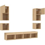 vidaXL 8-dijelni zidni TV elementi s LED svjetlima boja hrasta drveni | shoptok.hr