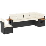  6-dijelni set vrtnih sofa s jastucima crni od poliratana | shoptok.hr