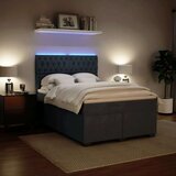vidaXL Box spring postelja z vzmetnico temno siva 140x200 cm žamet | Shoptok.si