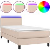  Krevet box spring i madrac LED cappuccino 80x200cm umjetna koža | shoptok.hr