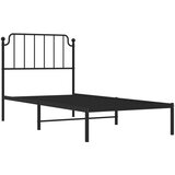  Metalni okvir za krevet s uzglavljem crni 90x200 cm | shoptok.hr