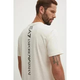 Ea7 Emporio Armani Bombažna kratka majica moška, bež barva, PJ02Z.8NPT18