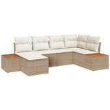 vidaXL Vrtna sedežna garnitura z blazino 6 pcs Bež poli ratan, (5000144617) | Shoptok.si