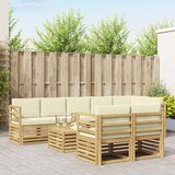  Setovi sofa s jastukom 9 pcs Bijela i krem Čvrsto drvo akacije | shoptok.hr