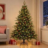  Umjetno božićno drvce s nogom 150 cm 150 LED lampica - Zelena 150 cm s LED svjetlima Cijene