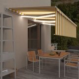 vidaXL Ročno zložljiva tenda s senčilom LED 6x3 m rumena in bela Cene