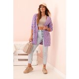 Kesi Włoski Women's openwork cardigan with pockets purple | shoptok.hr