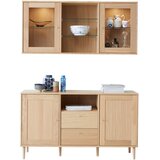 Hammel Furniture Komplet stenske vitrine z osvetlitvijo in komode iz hrastovega lesa 133x136 cm Mistral - Hammel Furniture Cene