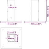  Post Bases Square 12 kosov Silver 51x51 mm Pocinkano jeklo, (21827458) | Shoptok.si