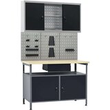 vidaXL Delovna klop s tremi stenskimi paneli in eno omarico | Shoptok.si