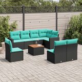  Vrtna garnitura - 9-dijelni set vrtnih sofa od poliratana s jastucima crni - Crna 1 | shoptok.hr