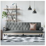  Raztegljiv kavč z naslonjali za roke temno sivo blago | Shoptok.si