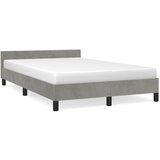 The Living Store Posteljni okvir z vzglavjem svetlo siv 120x200 cm žamet - Posteljni Okvir Z Vzglavjem, (21489059) | Shoptok.si