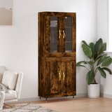 vidaXL Visoka komoda dimljen hrast 69,5x34x180 cm inženirski les | Shoptok.si