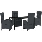 vidaXL Set od 5 komada vrtnih stolova s jastučićima crni poli ratan | shoptok.hr