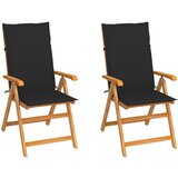 Maison Chic Vrtni stoli - Stol za vrt 2 kosa s črnimi blazinami trdna tikovina JS1248, (21877531) | Shoptok.si