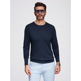Ombre Men's sweater with round neckline in stretch knit with classic weave - navy blue Cijene