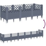  Cvetlično korito z zatiči sivo 123,5x43,5x43,5 cm PP | Shoptok.si