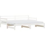 vidaXL Izvlečna dnevna postelja bela 90x200 cm trdna borovina, (20936674) Cene