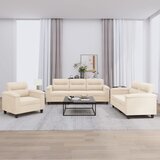  3-dijelni set sofa s jastucima bež tkanina od mikrovlakana Cijene