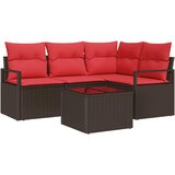  Sjedeća garnitura za vrt 5 kom. Smeđa i crvena poliratan 177 x 122 x 85 cm | shoptok.hr