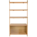 Regal iz masivnega jesena z drsnimi vrati v naravni barvi 90x180x35 cm Rise –