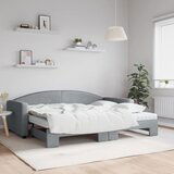 vidaXL Izvlečna dnevna postelja z vzmetnico sv. siva 90x200 cm blago | Shoptok.si