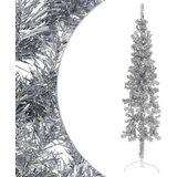  Tanka umjetna polovica božićnog drvca sa stalkom srebrna 180 cm | shoptok.hr