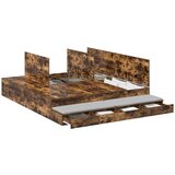 vidaXL postelja z dodatnim prostorom za shranjevanje iz dimljenega hrasta 200x200 cm, (22103283) | Shoptok.si