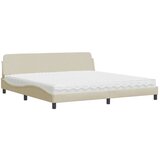 vidaXL Postelja z vzmetnico krem 200x200 cm blago, (21216185) Cene
