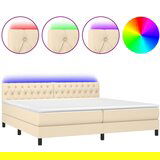 Maison Chic Box spring postelja - Vzmetna postelja z vzmetnico LED krem 200x200 cm blago SL15232, (21903331) | Shoptok.si