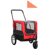 vidaXL 2-u-1 prikolica za bicikl i kolica za kućne ljubimce crveno-crna | shoptok.hr