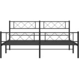  Metalni okvir krevet bez madraca s podnožjem crni 180x200 cm | shoptok.hr