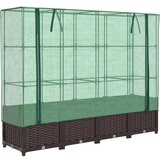 vidaXL Visoka greda s prevleko za rastlinjak videz ratana 160x40x138cm, (21366570) | Shoptok.si