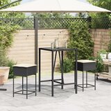  3-dijelni vrtni barski set od poliratana s jastucima crni Crna 70 x 70 x 110 cm | shoptok.hr
