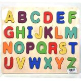 Magic Toys ABC 26-delni komplet pisane lesene sestavljanke vstavljanja oblik s tiskanimi velikimi črkami | Shoptok.si