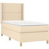  Box spring postelja z vzmetnico LED krem 100x200 cm blago, (20900847) | Shoptok.si