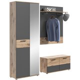 MID.YOU Predsoba Mason, 3-Delno, Siva, Barva Hrasta | Shoptok.si