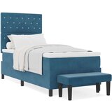  Krevet od kutije s madracem i klupom Tamnoplavi 90x200 cm Baršun | shoptok.hr